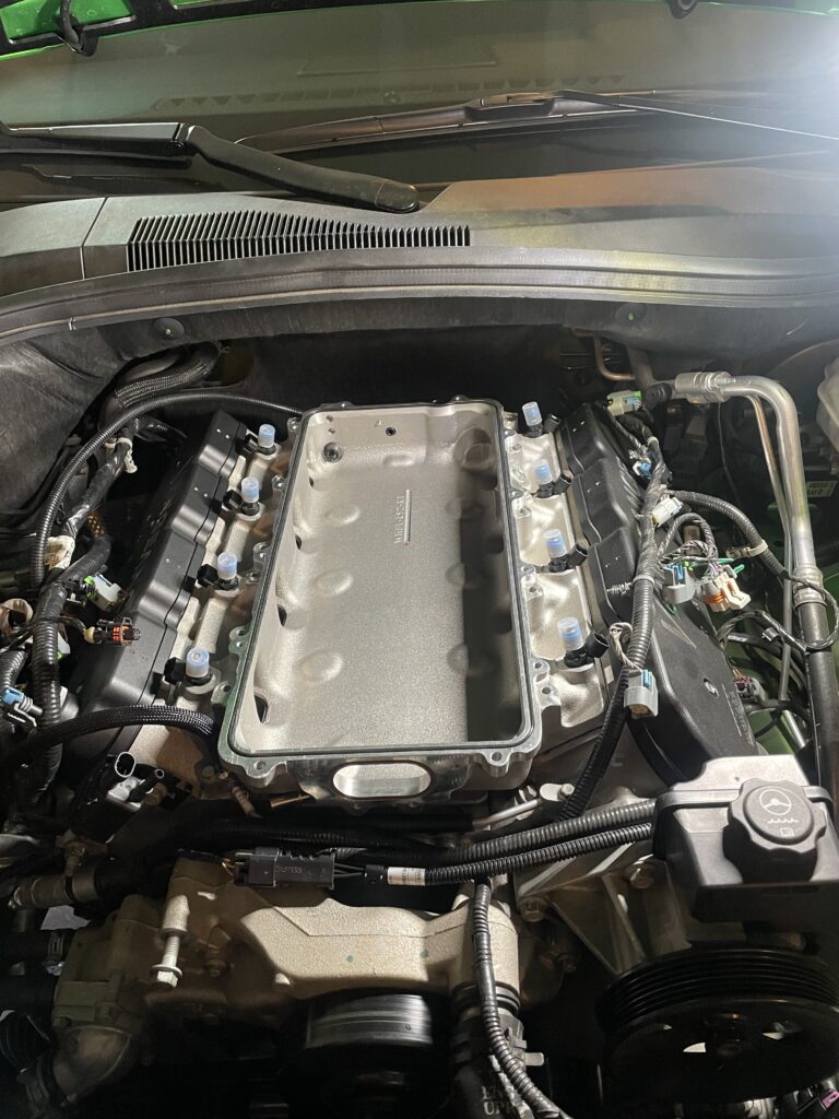 Stock LS3 intake manifold on a 2012 Camaro SS before the supercharger install